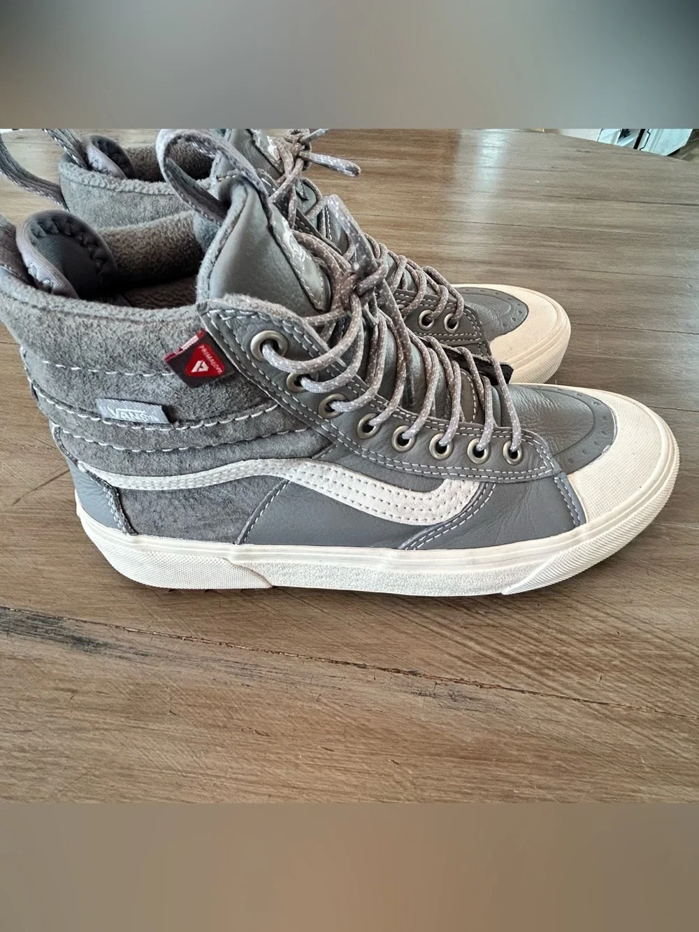 Vans High-Top Skate Shoe in Gray and White
